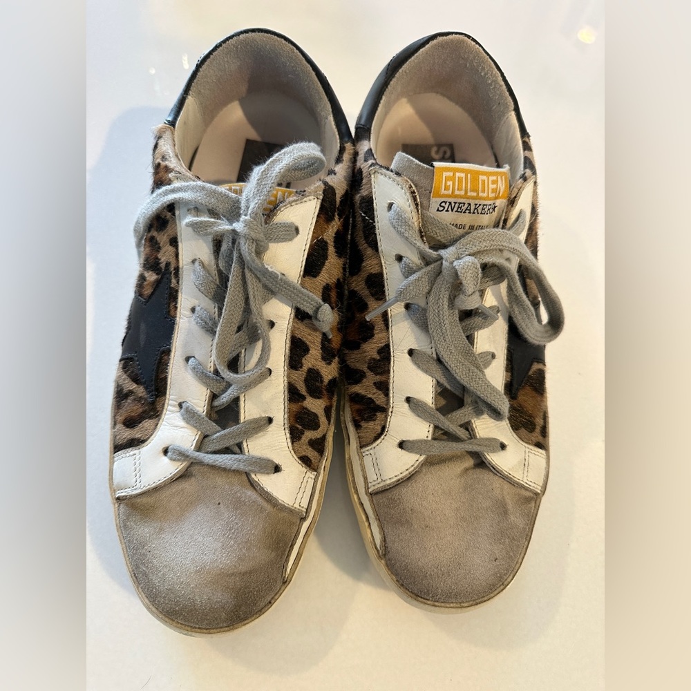 Golden Goose Superstar Sneakers Leopard haircalf size 38 $600 retail Preloved